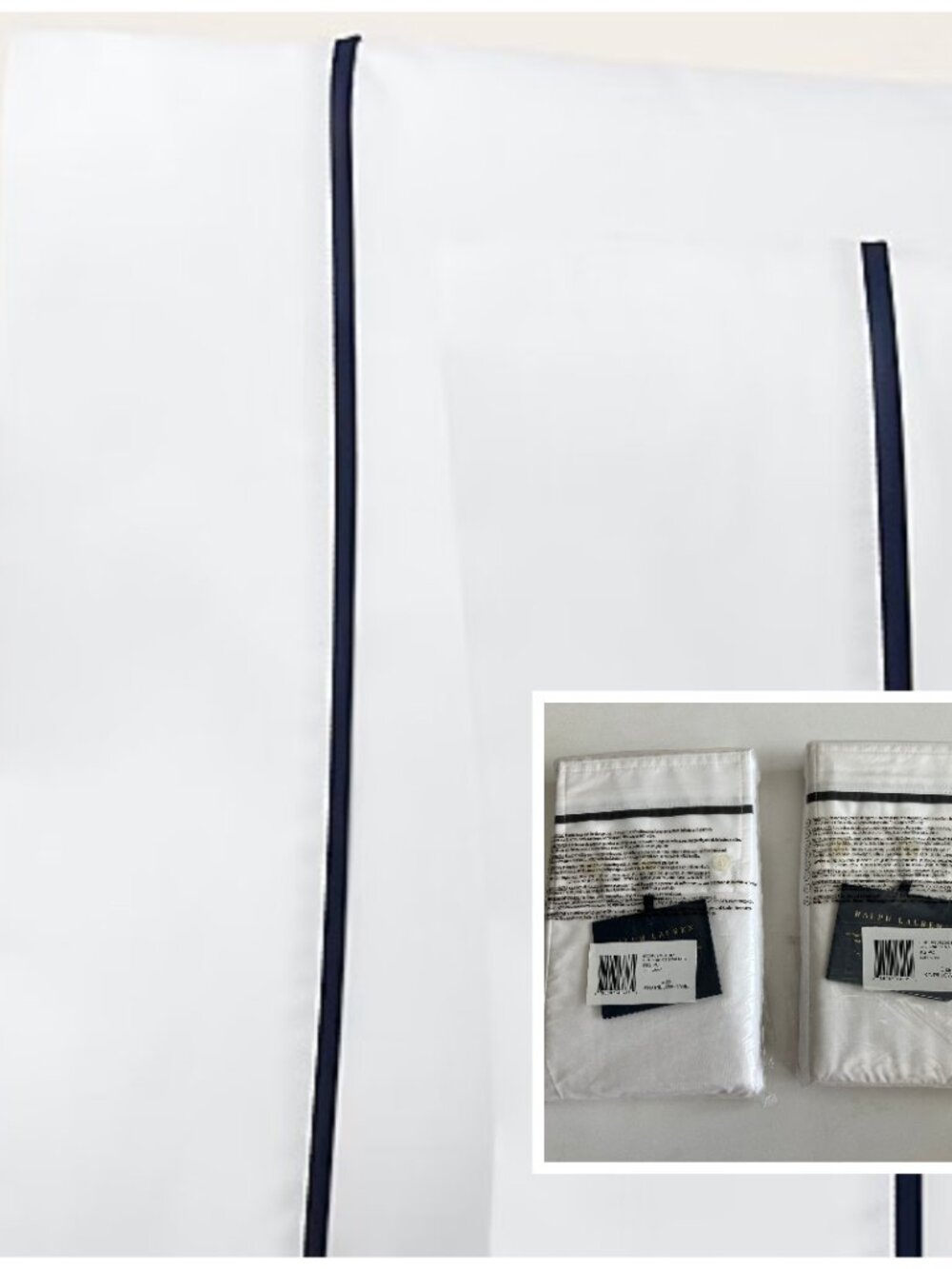 Ralph Lauren Organic Palmer 2 STANDARD and 2 KING Pillowcases Loft Gray trim
